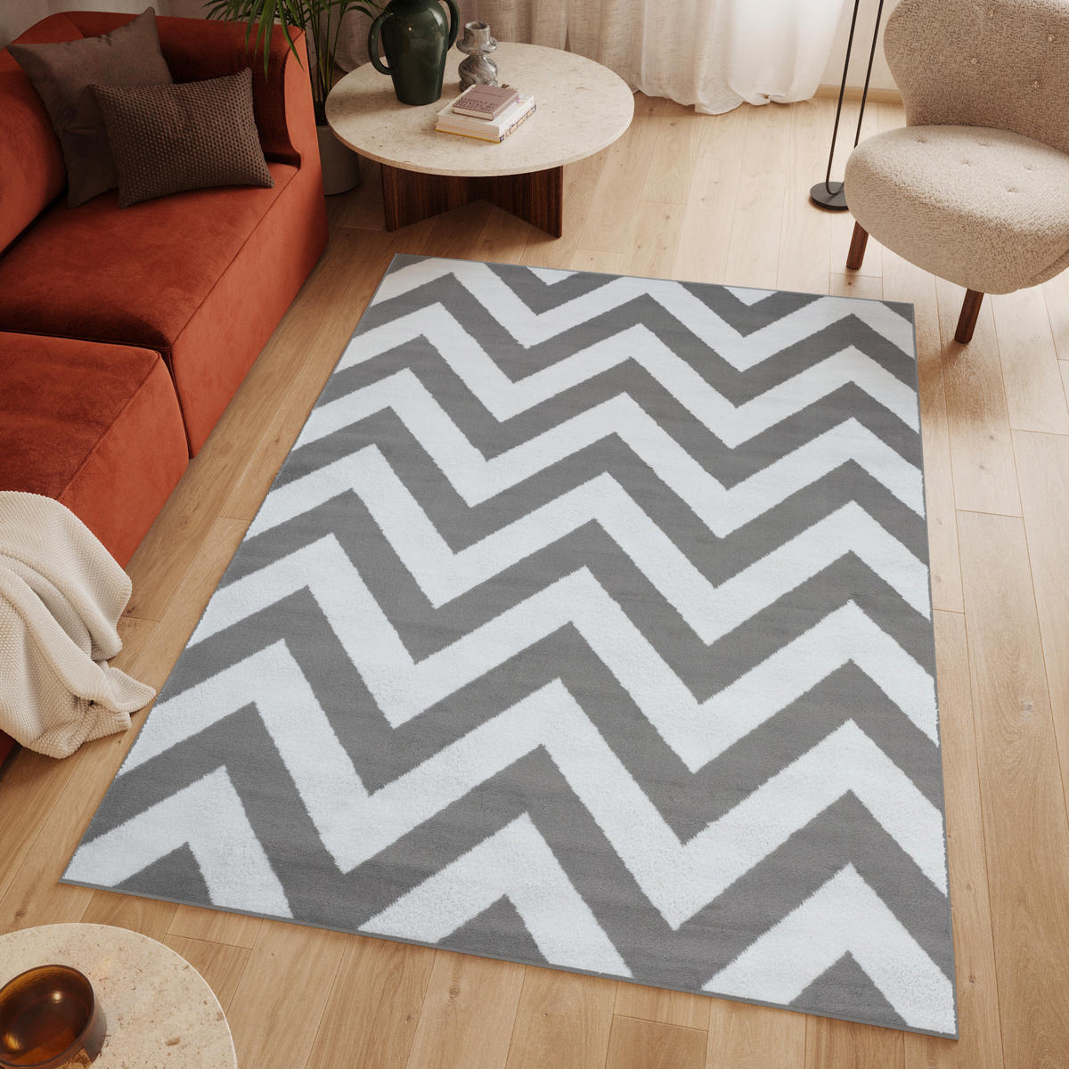 TEPPICH LUXURY Grau Geometrisch Streifen 300/400 cm - Grau, Textil (300/400cm) - Tapiso