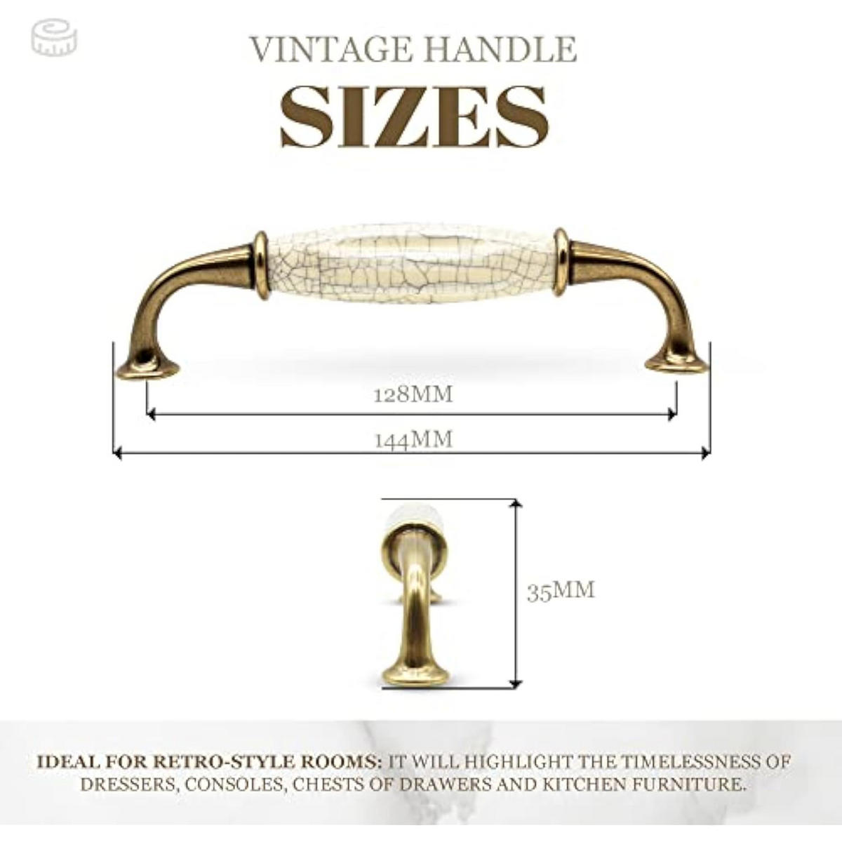 MÖBELGRIFF Vintage 4er-Set 144x35 mm - Goldfarben, Kunststoff (1/3.5/14.4cm)