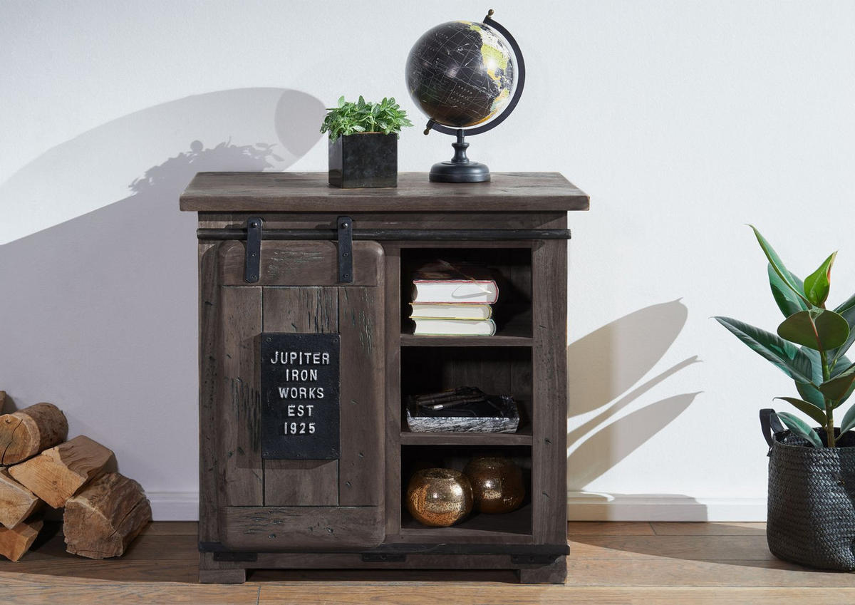 KOMMODE Mango 70x45x70 grau lackiert RAILWAY #224 - Grau, Holz (70/70/45cm) - Massivmoebel24