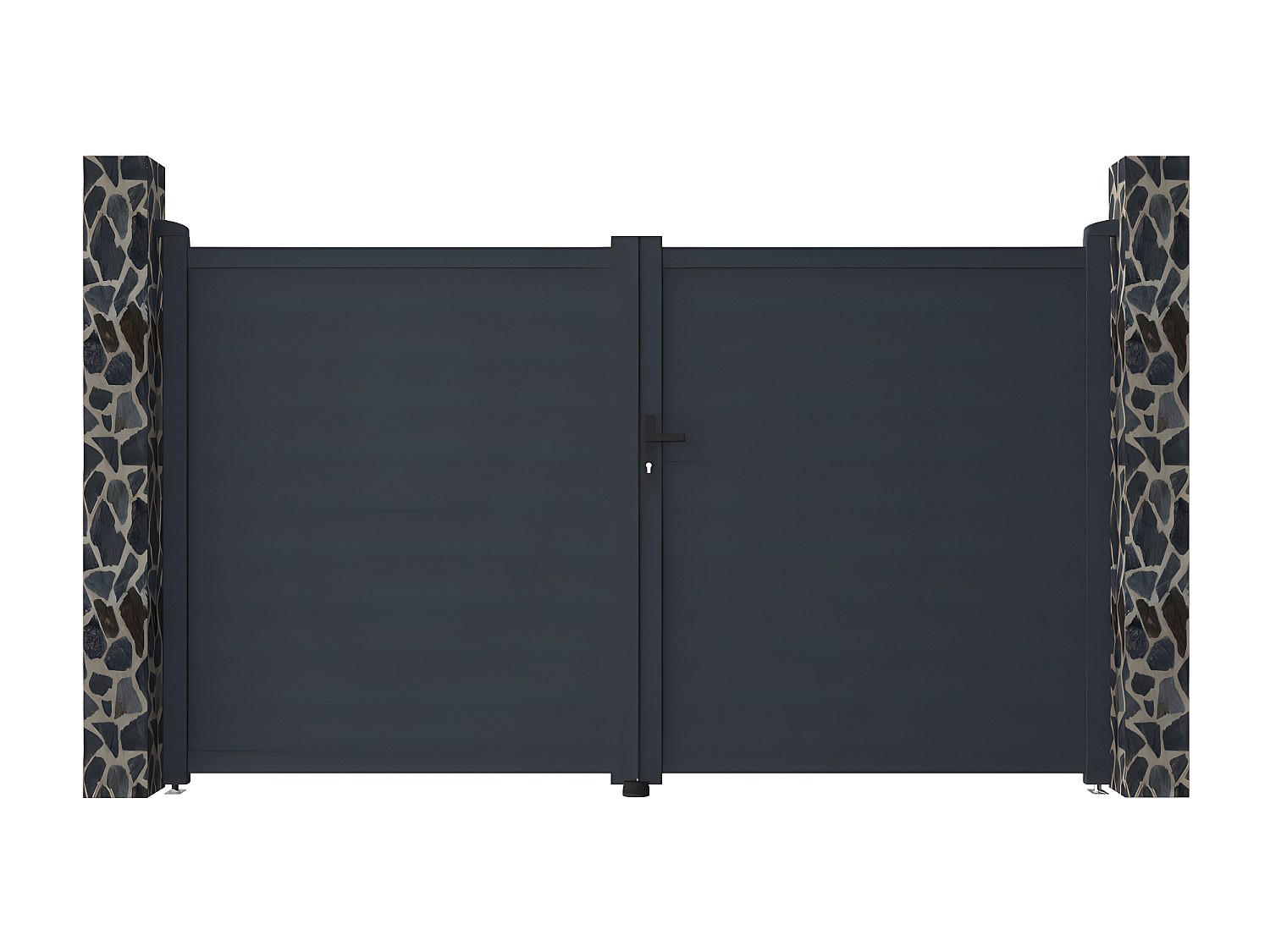 FLÜGELTOR - 300cm x 4.6cm - Aluminium - anthrazitgrau - NAZARIO - Anthrazit, Metall (300/176cm) - Vente-Unique