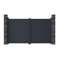 FLÜGELTOR - 300cm x 4.6cm - Aluminium - anthrazitgrau - NAZARIO - Anthrazit, Metall (300/176cm) - Vente-Unique