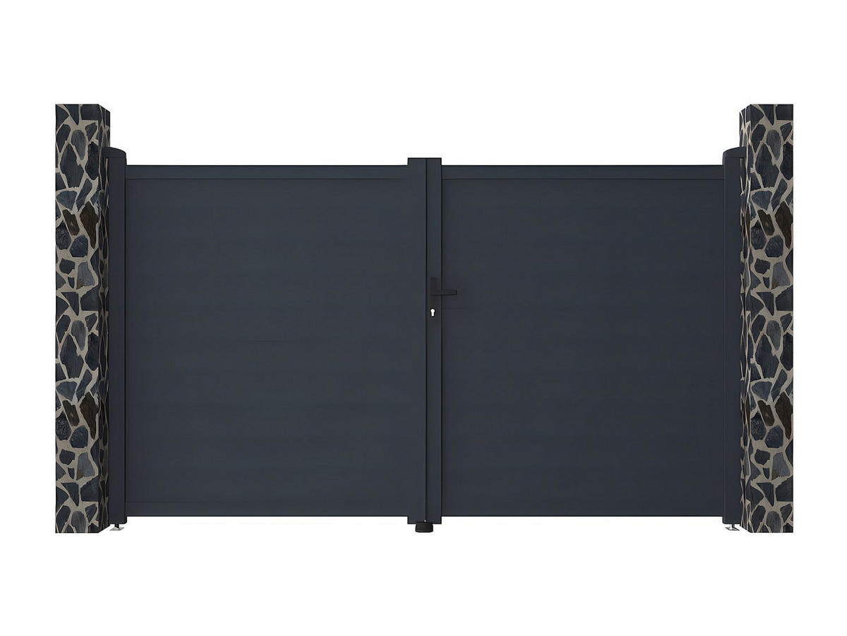 FLÜGELTOR - 300cm x 4.6cm - Aluminium - anthrazitgrau - NAZARIO - Anthrazit, Metall (300/176cm) - Vente-Unique