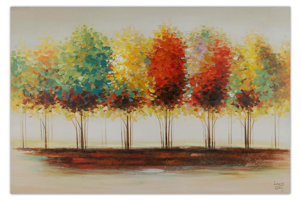 ÖLGEMÄLDE 120/80 cm - Gelb/Braun, Holz/Textil (1.9/80cm) - KUNSTLOFT