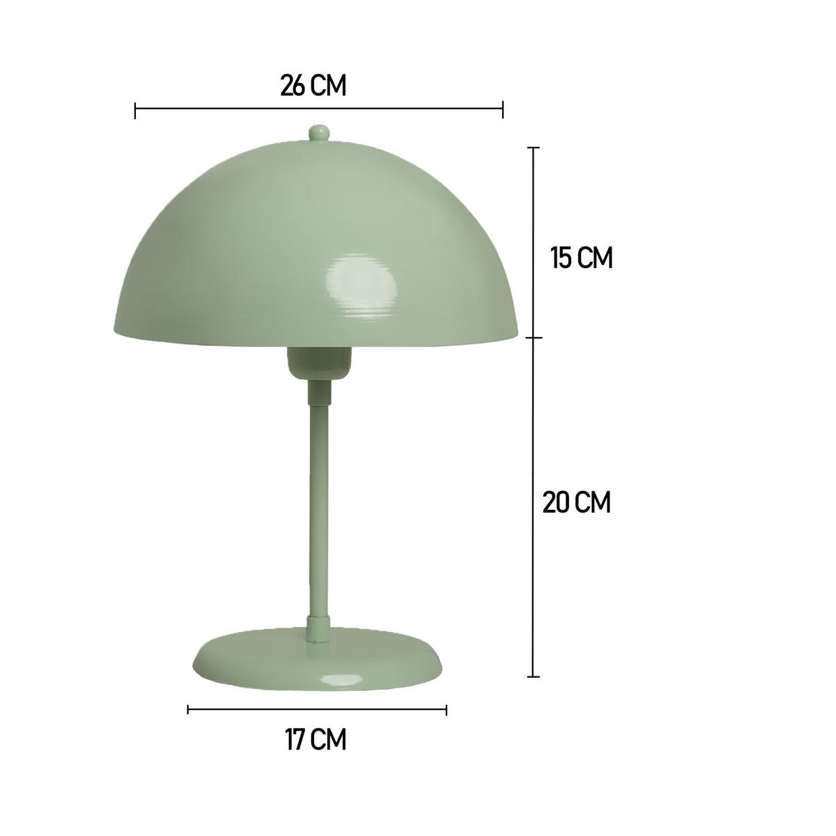 TISCHLEUCHTE Kleine Pilzlampen 26/35 - Mintgrün, Metall (26/35cm) - Bamyum