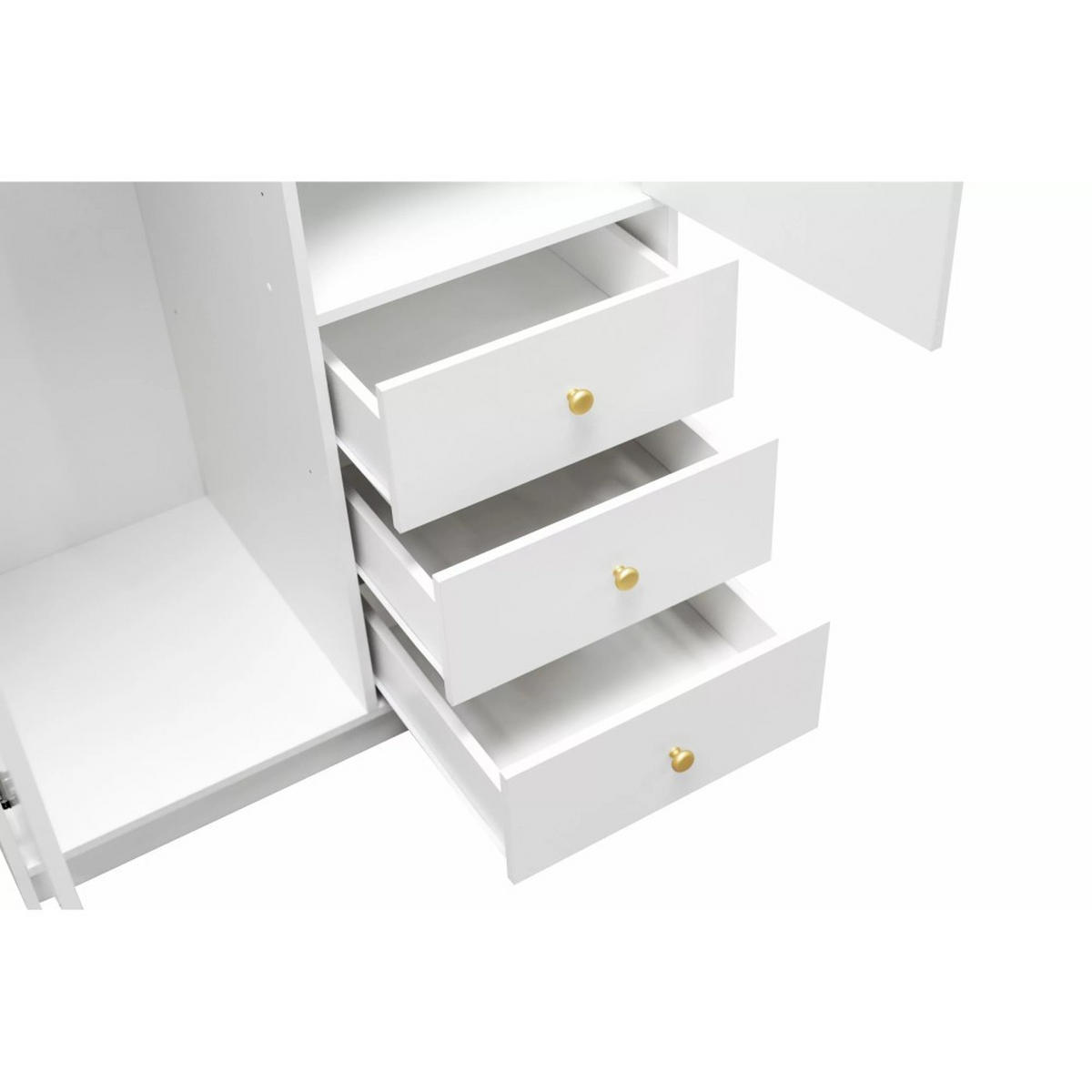 DREHTÜRENSCHRANK Solea Lux mit 2 Türen und 3 Schubladen, Pflaume - Pflaume/Goldfarben, Holzwerkstoff (100/200/57.5cm) - Beautysofa