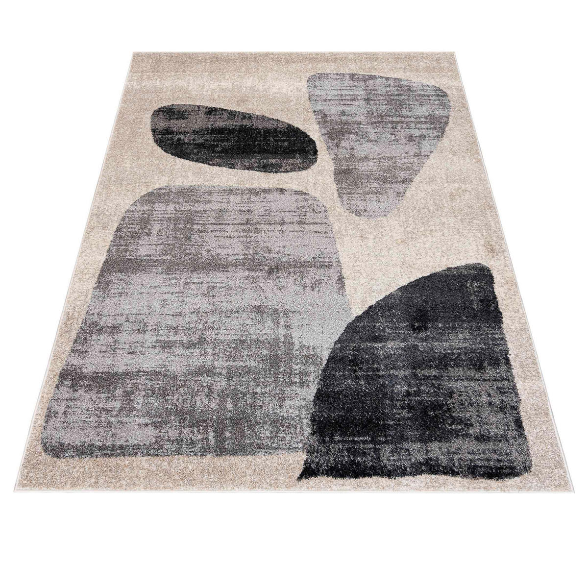 TEPPICH Beige Geometrisch In-Outdoor Pflanzlich Kurzflor Rechteckig 120 x 170 cm - Dunkelgrau/Beige, Textil (120/170cm) - Mazovia