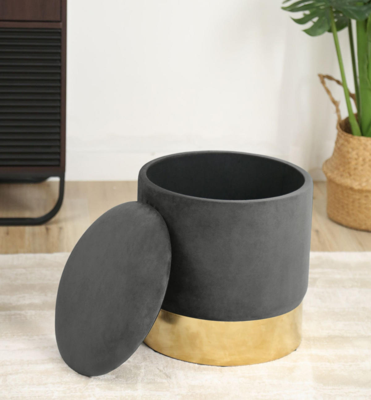 SITZHOCKER GOLDEN, Grau, B39 x H40 - Grau, Holz (39/40/39cm) - Milordbikes