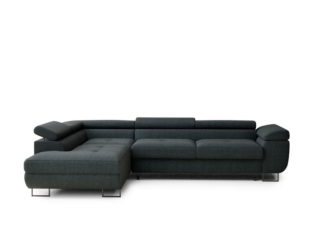 ECKSOFA Concord Türkis Webstoff - Links Seite - Türkis/Schwarz, Holz/Holzwerkstoff (203/277cm) - Maison de Reve