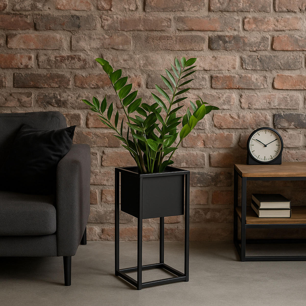 BLUMENSTÄNDER Schwarz 40 cm - Schwarz, Metall (21.5/21.5/41cm) - Mat-Haus