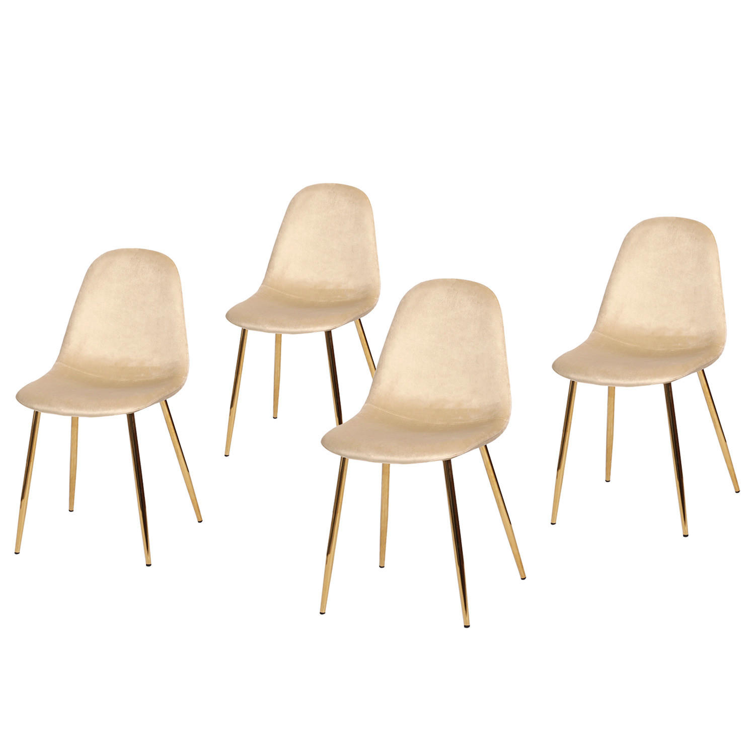 ESSZIMMERSTUHL-SET - Samt - Beige, Textil/Metall (45/86/54cm) - home24