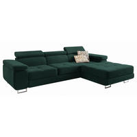 ROHOVÁ SEDAČKA ELMA tmavě zelená - stříbrná/tmavě zelená, kov/dřevo (280/205cm) - MASSENO