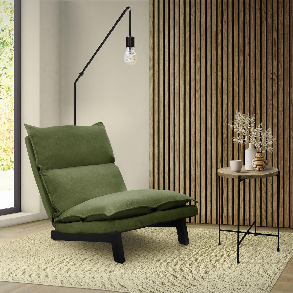 BODENSTUHL Grün - Schwarz/Grün, Textil/Metall (59/73.5/96cm) - ML-DESIGN