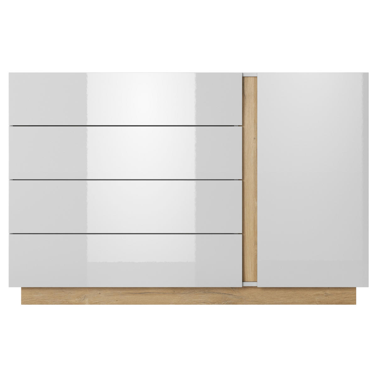 SIDEBOARD ANDEBU KOM4 ABS-Kante Weiß Weiß - Weiß, Glas/Holzwerkstoff (138/91/40cm) - Komodee