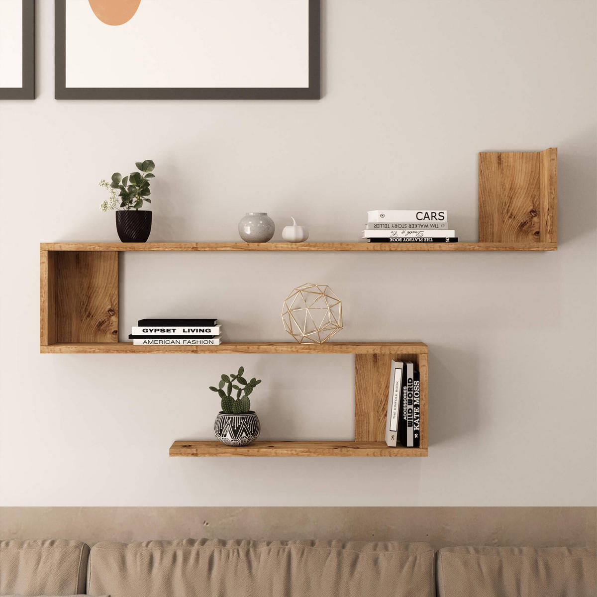 WANDREGAL Hellbraun 14,5/120/71,5 cm - Braun, Holzwerkstoff (120/71.5/14.5cm) - Mobili Rebecca