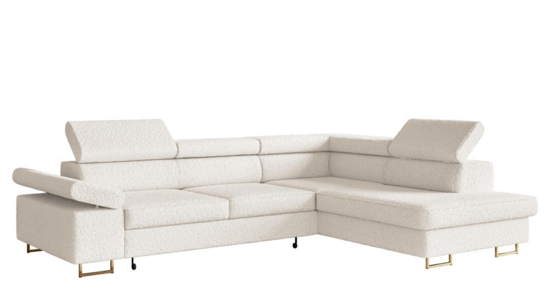 ECKSOFA Ecru ALEX Mit Verstellbaren Kopfstützen Rechts - Ecru, Textil (203/274cm) - Sepro Meble