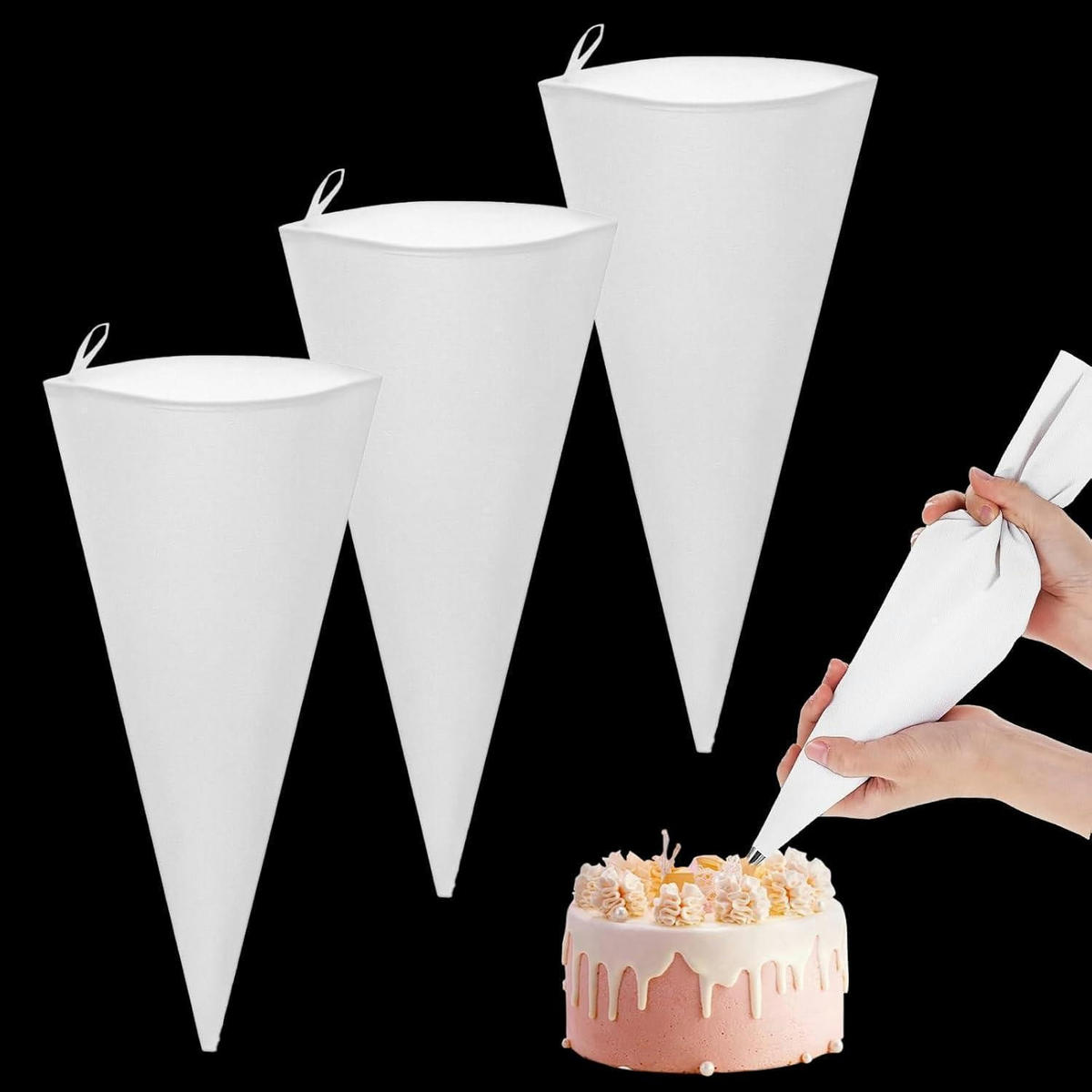 SPRITZBEUTEL 4er-Set 30 cm wiederverwendbar - Weiß, Textil (17/1/30cm)