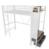HOCHBETT 90/200 cm DE-04677, mit LED, 4 Schubladen und Trockenstab in Weiß - Weiß, Metall (90/200cm) - ComfortXL