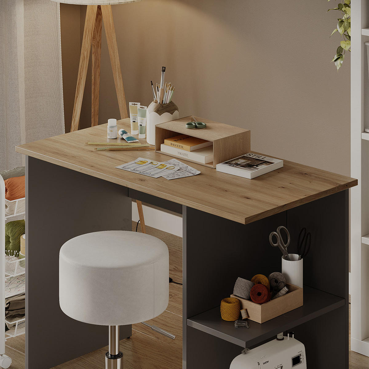 PISALNA MIZA Simple Antracit 100 x 50 cm - antracit, leseni material (50/100/76cm) - Vicco