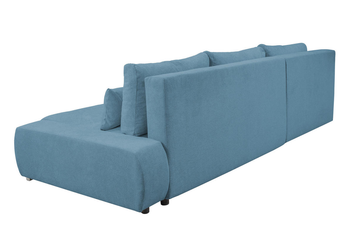 ECKSOFA Bloom mit Bettkasten und Schlaffunktion L-Form - Blau, Textil (267/185cm)