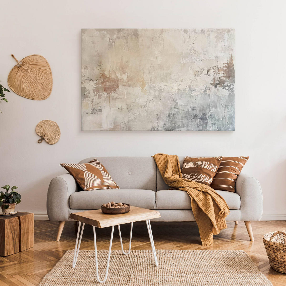 LEINWANDBILD Abstraktion Beton Optik Moderne Muster 40/30cm - Beige/Braun, Textil (40/30cm) - Muralo