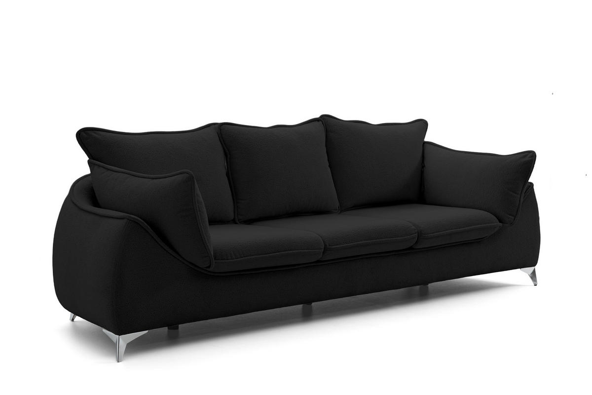 3-SITZER SOFA MELANI elegant Stillvoll Polstersofa 252 cm - Chromfarben/Schwarz, Holz/Textil (252/90/88cm) - Muffo