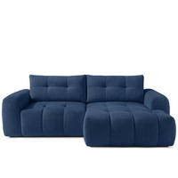 ECKSOFA RECHTS RAVIA, Bouclé, Marineblau - Dunkelblau, Holz/Textil (256/104cm) - KONSIMO®