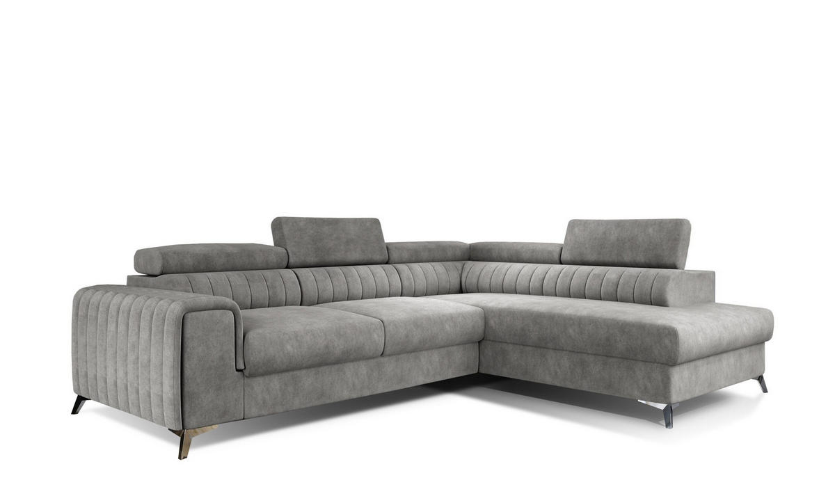 ECKSOFA - OLIVIER (Rechts, Dunkelgrau) - Dunkelgrau/Grau, Textil (275/205cm) - Möblo