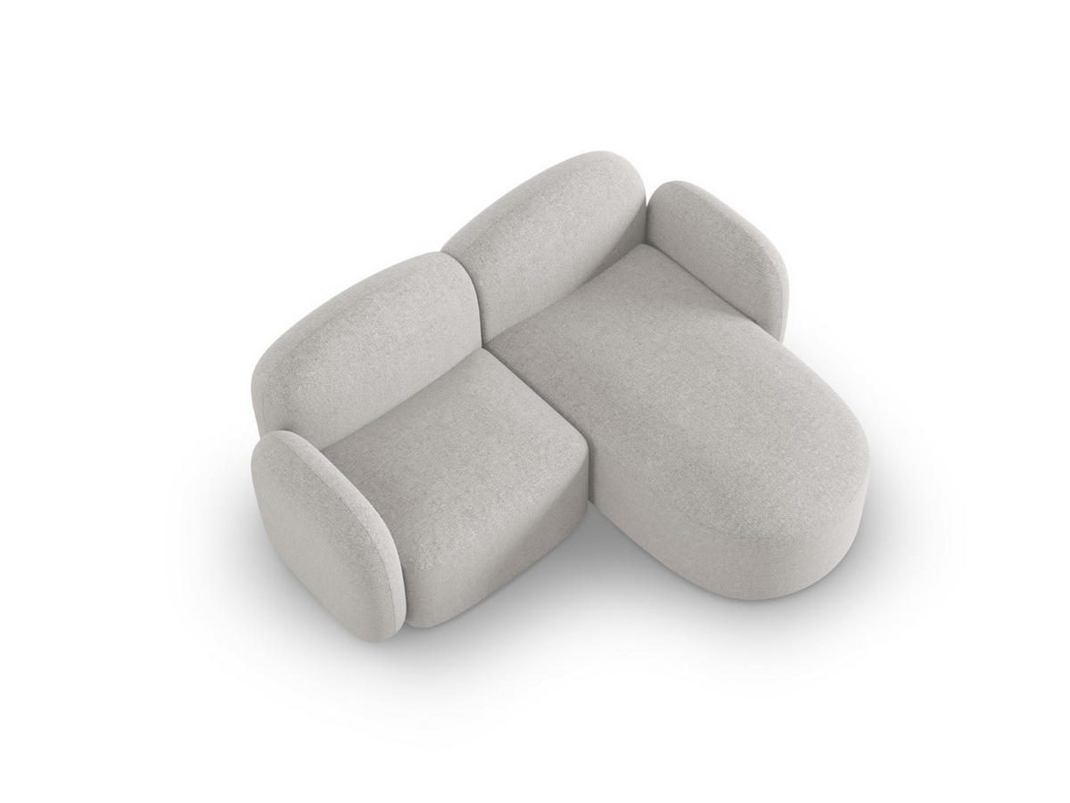ECKSOFA rechts Blair aus Chenille-Stoff silber meliert 3 Sitzplätze - Silberfarben, Textil (155/194cm) - Micadoni