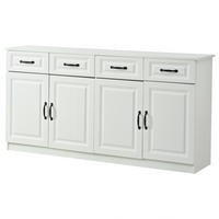 SIDEBOARD in Weiß Kommode mit verstellbarer Einlegeboden für Flur, Wohn-, Büros, B160/T35/TH80cm - Weiß/Naturfarben, Holzwerkstoff/Metall (160/80/35cm) - STILVORA