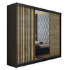 SCHIEBETÜRENSCHRANK MALANI - Schwarz und Craft Eiche Gold 200x205x59 cm - Honigeiche/Schwarz, Holzwerkstoff (200/205/59cm) - Kier Furniture