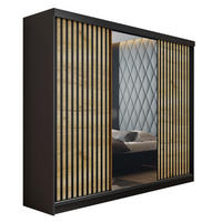SCHIEBETÜRENSCHRANK MALANI - Schwarz und Craft Eiche Gold 200x205x59 cm - Honigeiche/Schwarz, Holzwerkstoff (200/205/59cm) - Kier Furniture