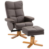 RELAXSESSEL 80/86/99 cm in Braun mit Hocker, Liegefunktion und Stauraum - Braun, Holz (86/99/80cm) - Flora Grace