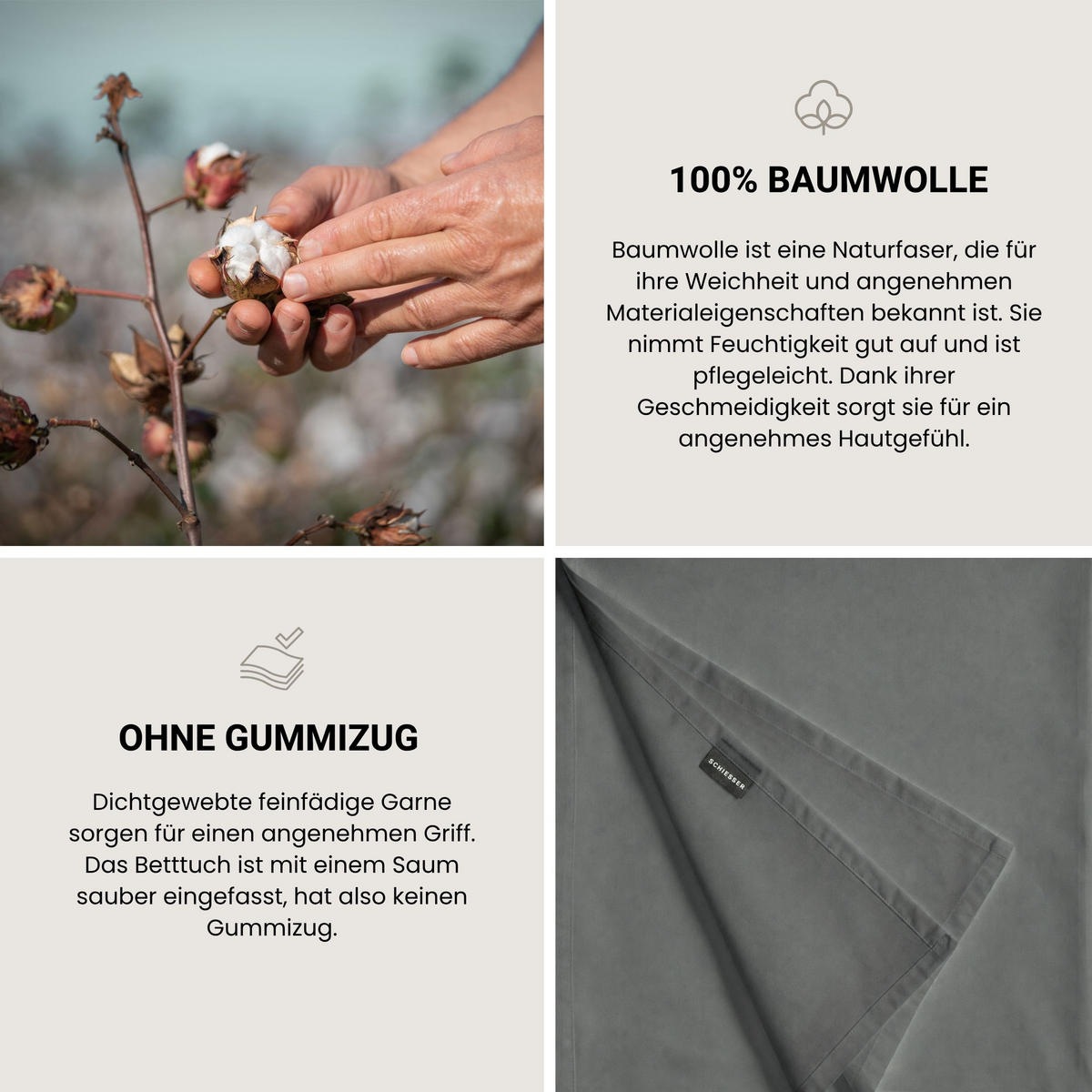 BETTLAKEN Smoothy - 100% Baumwolle - 160x260 cm - Grau - Grau, Textil (160/260cm) - SCHIESSER