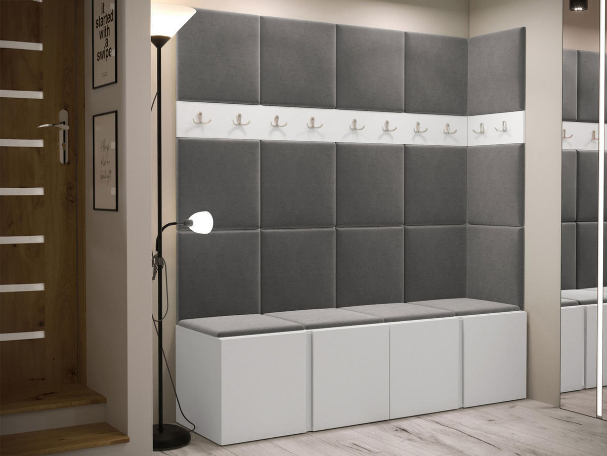 GARDEROBEN-SET Orion II - Weiß/Grau, Holzwerkstoff/Kunststoff (168/186/46cm) - MIRJAN24