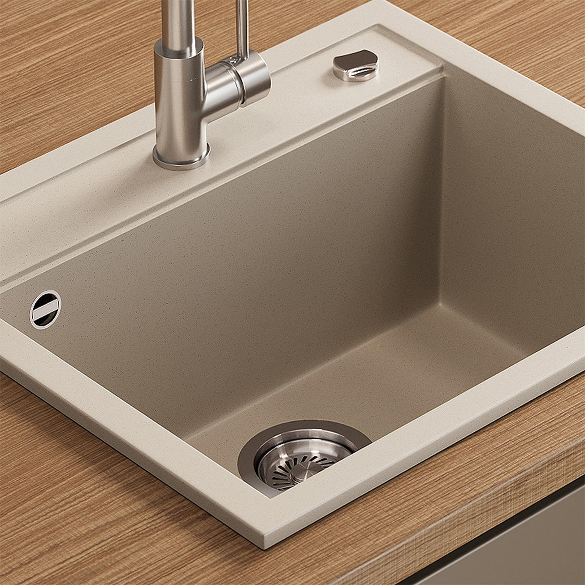SPÜLBECKEN Paris Beige 57 x 51 cm - Beige, Stein (57/20/51cm) - Bergstroem