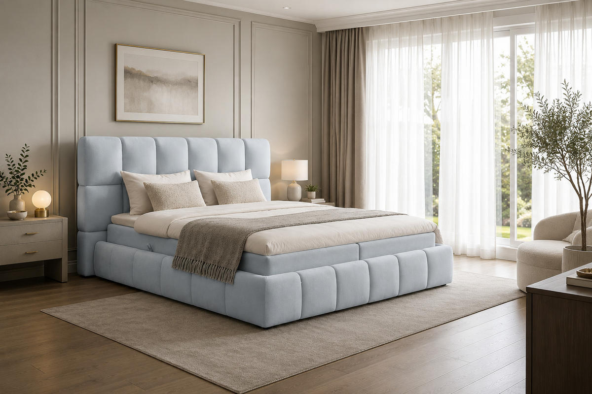 BOXSPRINGBETT AURA mit Topper und Bettkasten, Grau, H3 Bonell, 120x200 cm - Grau, Textil (120/200cm) - KS Home Concept