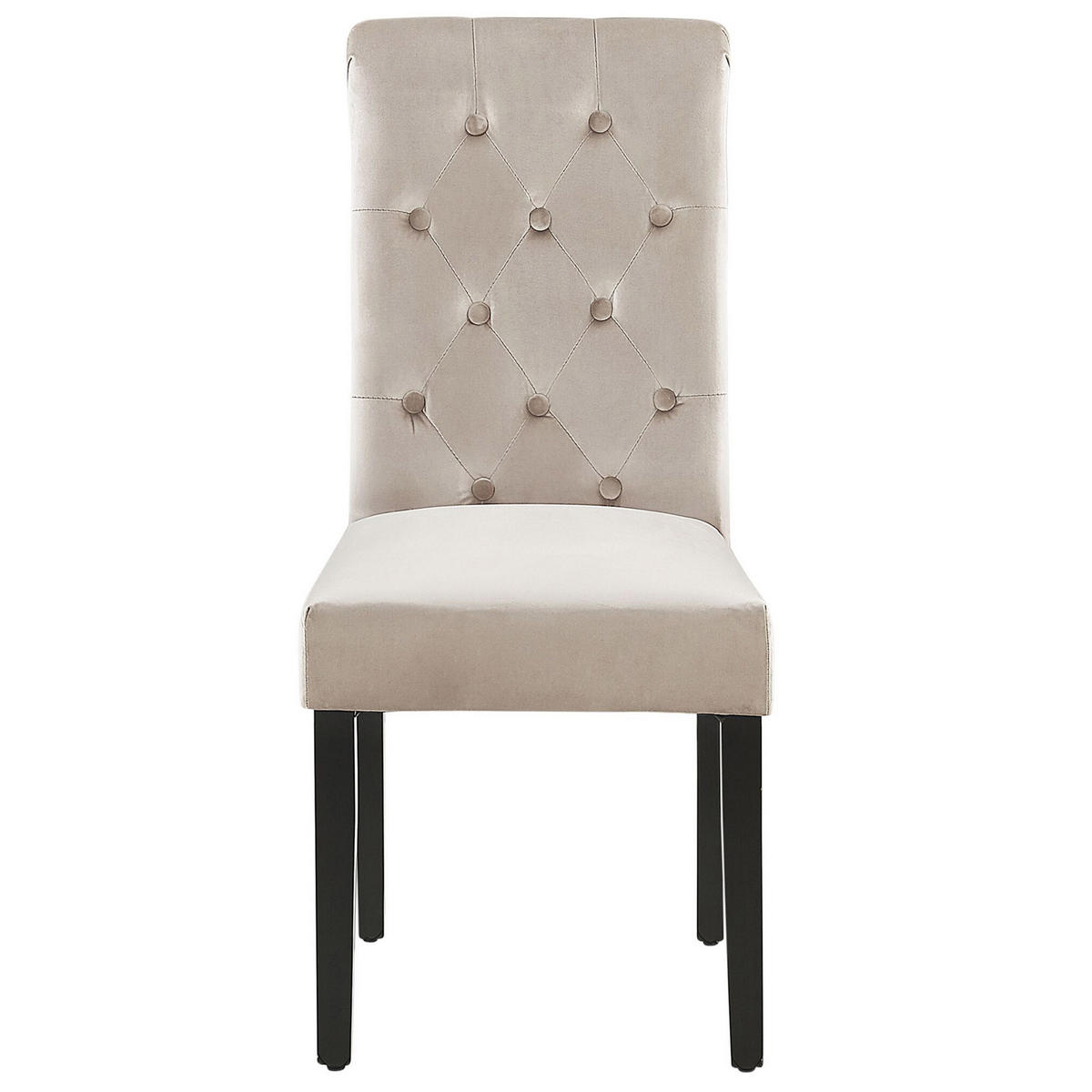 ESSZIMMERSTUHL 2er-Set Samtstoff Beige Velva - Beige, Holz/Textil (46/98/48cm) - Beliani