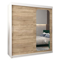SCHWEBETÜRENSCHRANK 200/180/62 2-türig - Silberfarben/Weiß, Holz/Kunststoff (180/200/62cm) - Abiks Möbel