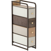 KOMMODE aus Vliesstoff und Stahl 47x20x84,5 cm Multicolor mit 4 Schubladen, schmal und platzsparend - Multicolor, Textil (20/84.5/47cm) - Modfu