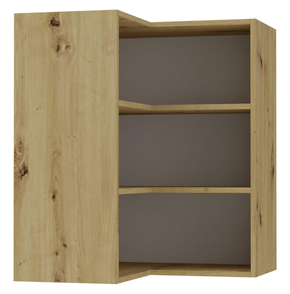 ECKHÄNGESCHRANK Florence W12/60 Eiche Artisan / RAL 1013 perlweiß HG 60 / 60 / 72cm - Vordertür links - Weiß Hochglanz/Eiche Artisan, Holz/Holzwerkstoff (72/60/60cm) - Feldmann-Wohnen