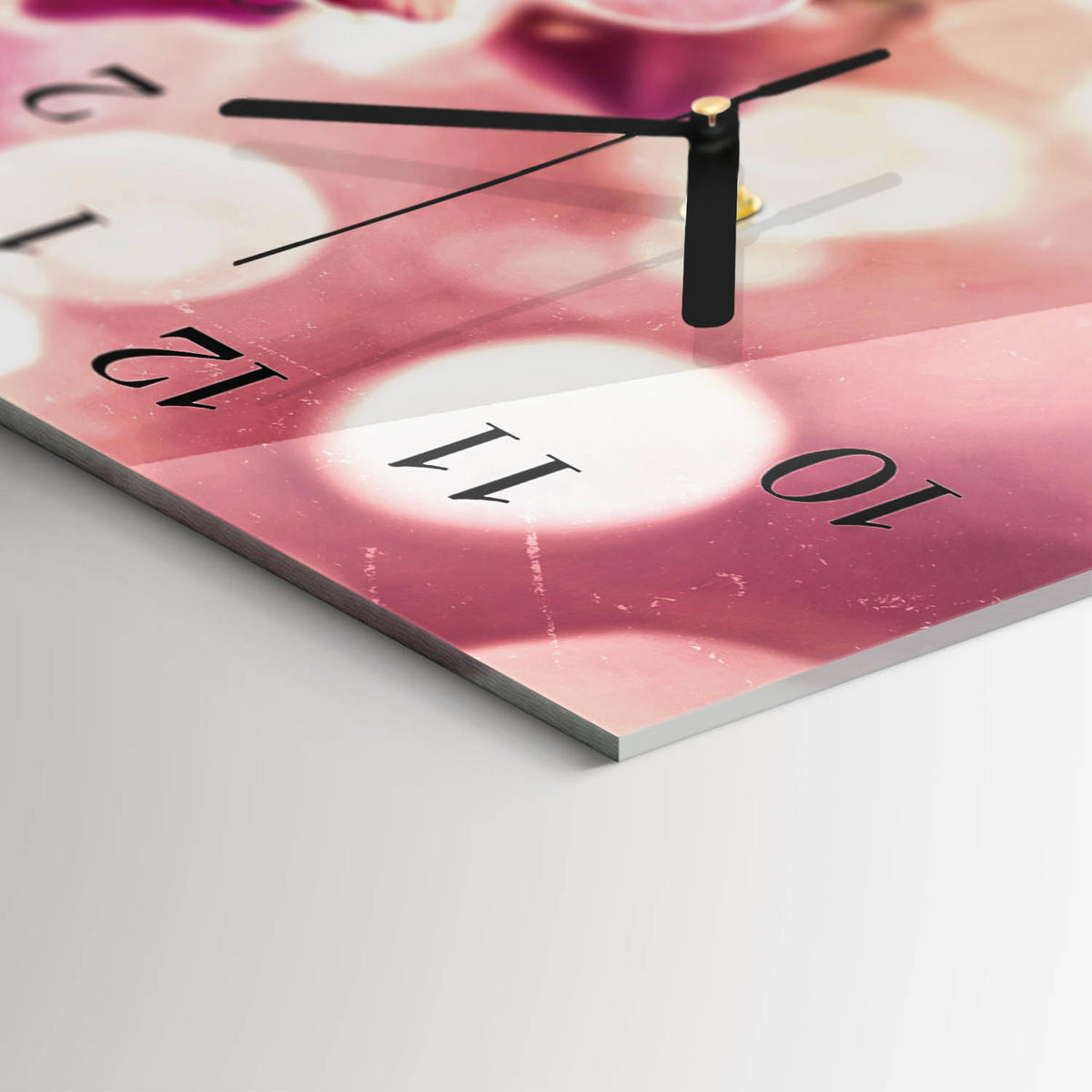 WANDUHR 60x30 cm - Blume - Pink, Glas (60/30/0.4cm) - TULUP