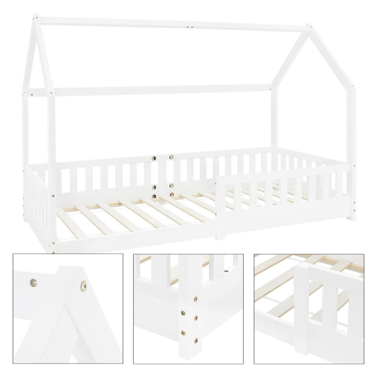 KINDERBETT mit Dach 90x200 cm Weiß - Weiß, Holz (90/200cm) - ML-DESIGN