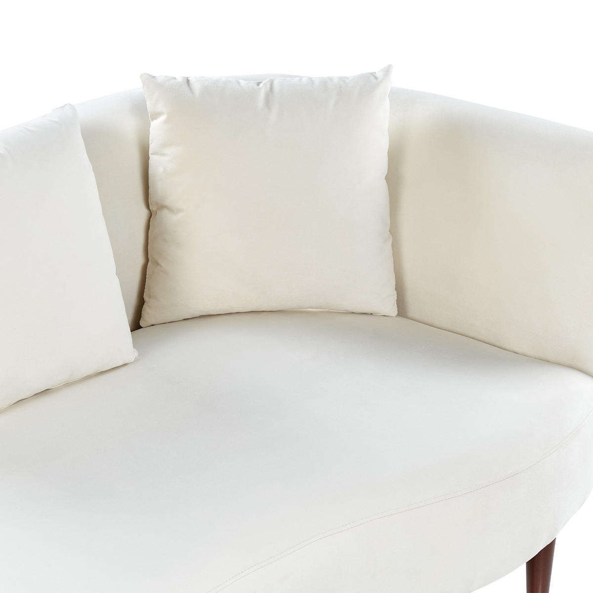 CHAISELONGUE Samtstoff creme rechtsseitig Chaumont - Dunkelbraun/Weiß, Textil (168/75/66cm) - Beliani