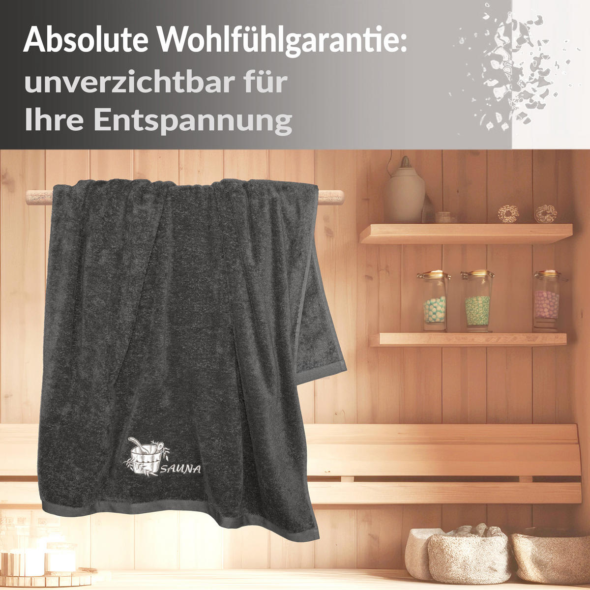 SAUNATUCH Lillby Anthrazit Grau 100x200 cm - Anthrazit, Textil (100/200cm) - Lashuma