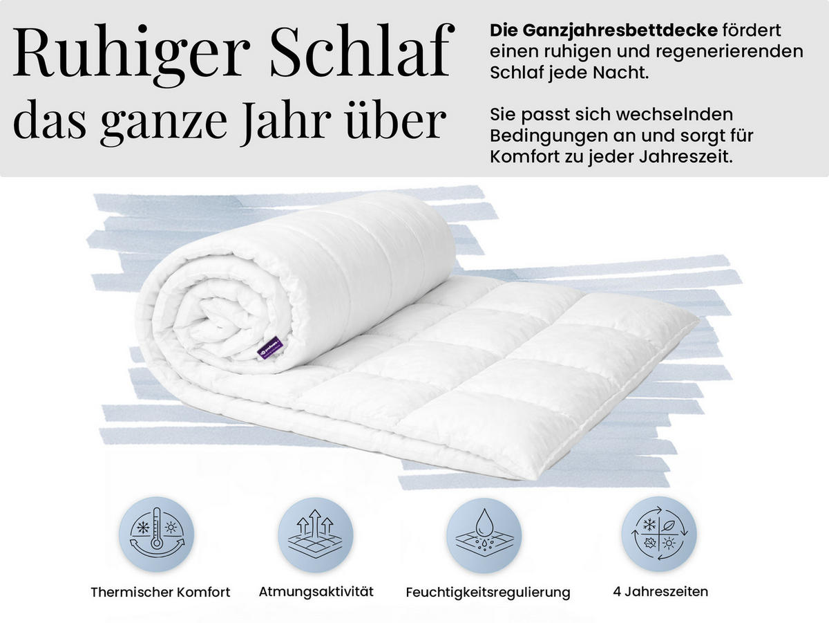 GANZJAHRESBETTDECKE Anti-Stress-Effekt CALIMA 160/200 mit Kopfkissen 40/80 - Weiß, Textil (160/200cm) - MKS