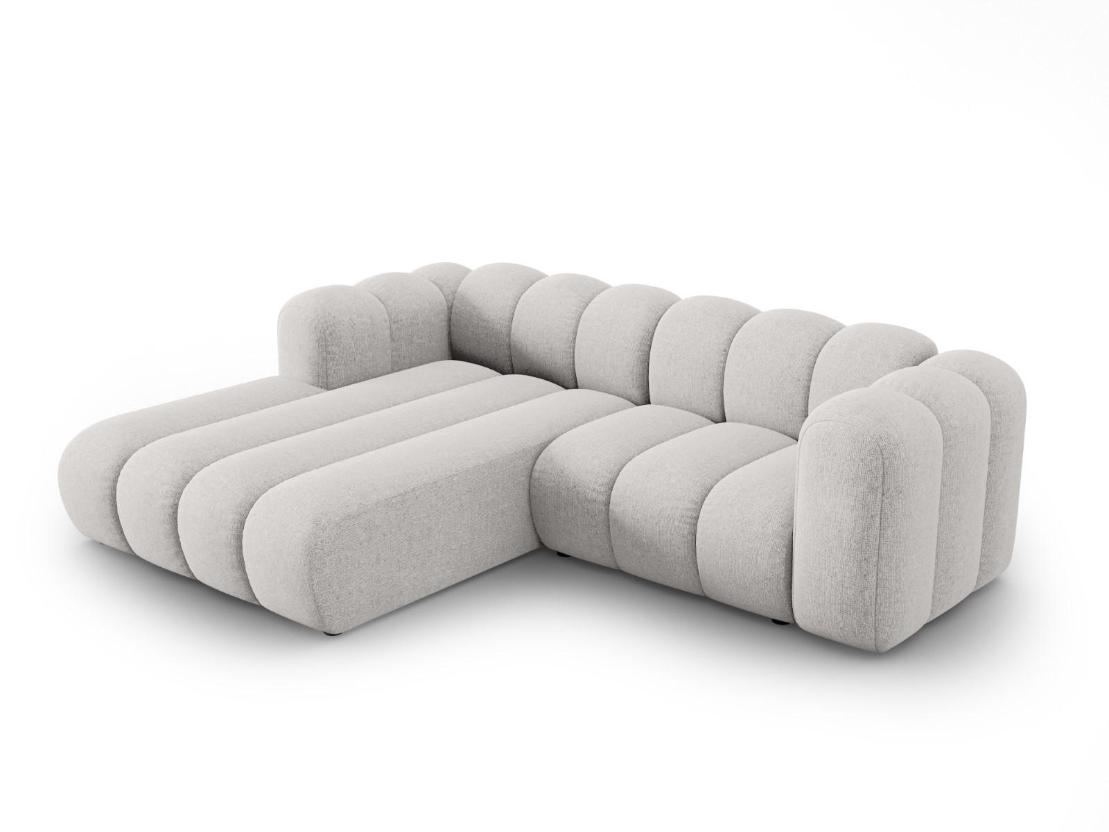 ECKSOFA modular links Lupine aus Chenille-Stoff hellgrau 3 Sitzplätze - Hellgrau, Textil (177/230cm) - Micadoni