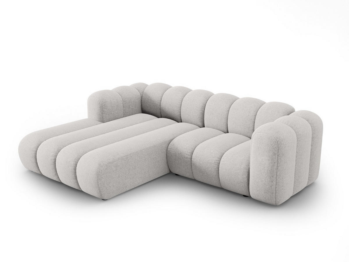 ECKSOFA modular links Lupine aus Chenille-Stoff hellgrau 3 Sitzplätze - Hellgrau, Textil (177/230cm) - Micadoni