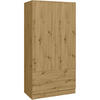DREHTÜRENSCHRANK Look 90/180/50 cm 2-türig mit Schubladen eiche artisan - Eiche Artisan, Holzwerkstoff (90/180/50cm) - Beautysofa