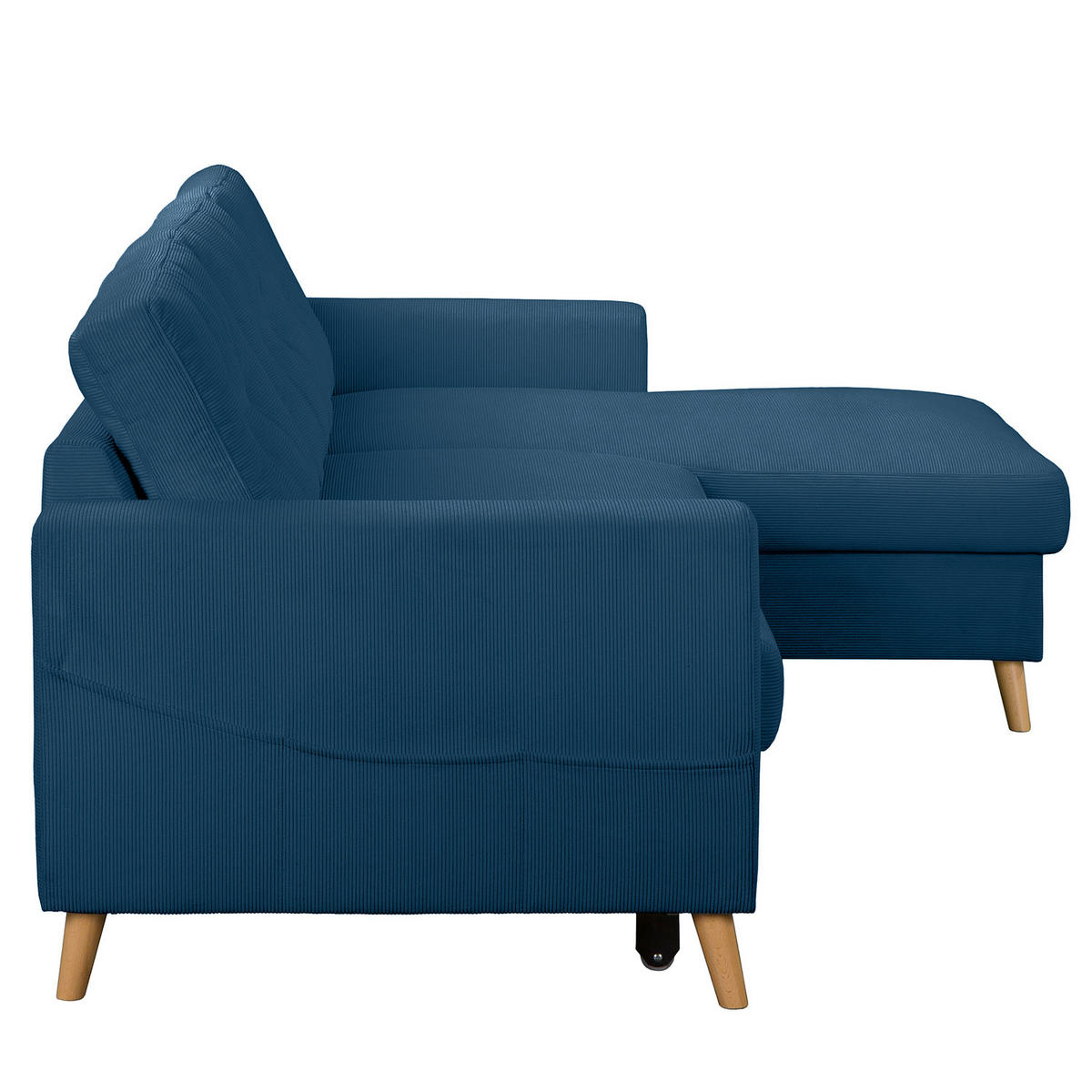 ECKSOFA mit Longchair - Blau/Braun, Holz/Textil (223/148cm) - home24