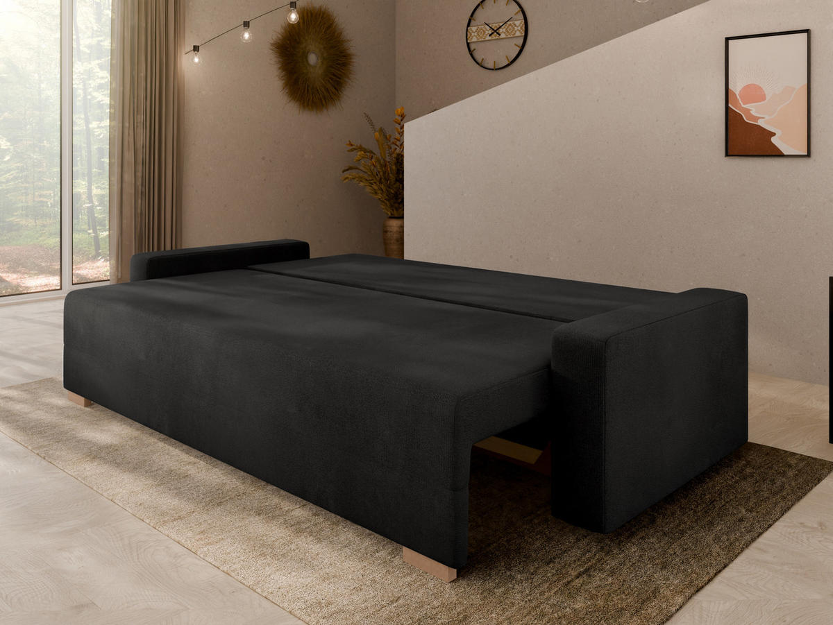SCHLAFSOFA Celeste – modernes Design trifft auf höchsten Komfort, Schwarz - Schwarz, Holz (225/80/94cm) - Panda Möbel